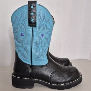Ariat Womens Probaby Turquoise / Black Round Toe Western Cowboy Boots - Size 8.5